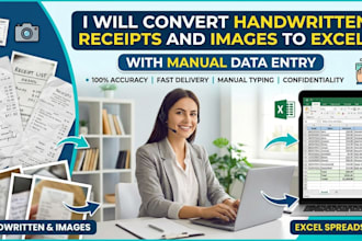 convert handwritten receipts and image data into excel manually