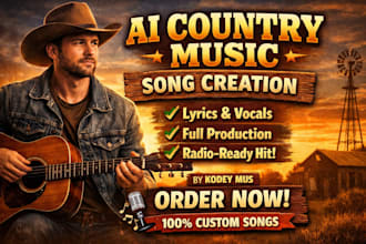 create ai country music song with lyrics vocals and full production