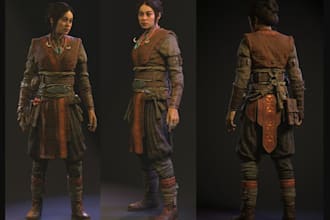 design aaa 3d characters with hyper realistic textures and rigging for games