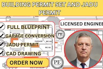 building permit set,jadu permit,garage conversion,cad drawing,full blueprint
