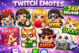 create cute chibi emotes for discord and twitch, kick, discord and sub badges