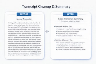 summarize and clean your youtube or video transcript