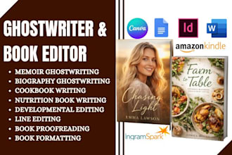 be a memoir and biography, cookbook and nutrition ebook ghostwriter, book editor