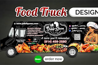 exclusive food truck and food trailer wrap, any food truck design, truck wrap