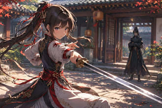 draw ffxiv character in anime style illustration art hyper digital portrait