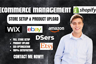do ecommerce store setup, esty, amazon, ebay, tiktok shop, shopify store manager