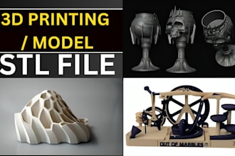 do 3d cad modeling, rendering, create, repair stl file for 3d printing in 8 hour