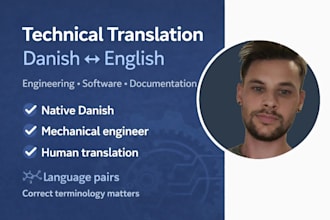 translate technical danish and english content