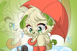 draw cute furry art, chibi fursona