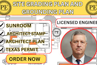 site grading plan,grounding plan,city stamp,architect plan,texas permit,sunroom