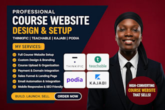 build all online course website, podia course website and sales funnel