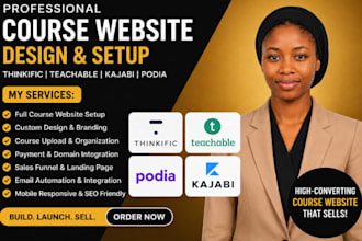 shopify online course website podia, thinkific, kajabi, teachable