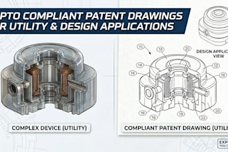uspto compliant patent drawings for utility and design application