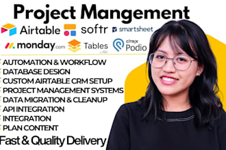 setup and design database project in airtable monday softr notion and podio