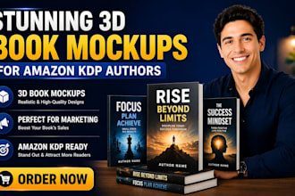 create 3d book mockup for amazon kdp authors ebook and realistic product mockup