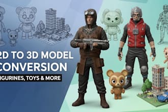 convert  2d to 3d model, image sketch to 3d toy figurine figure for 3d printing