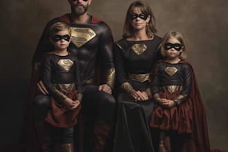 make a family superhero portraits for you