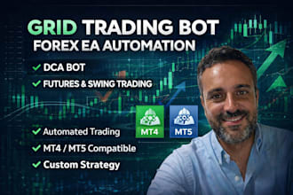 develop grid trading bot, forex ea, dca bot, futures and swing trading bot