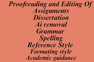 proofread, edit and ai removal from documents ,dissertation