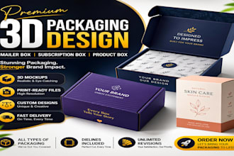 design 3d product packaging design, mailer box and subscription box pro