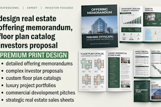 design real estate offering memorandum, floor plan catalog investors proposal