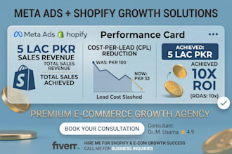 be your meta ads expert for shopify sales and roas