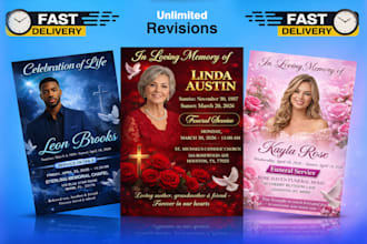 funeral program, obituary flyer, memorial flyer design in 3hrs