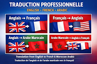 translate texts in english, french and arabic