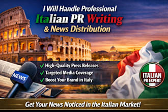 handle professional italian PR writing and news distribution