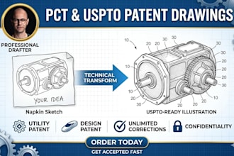 create filing ready uspto patent drawings and utility patent illustrations