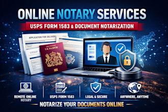perform online notary, notarize documents, usps form 1583, wet stamp signature