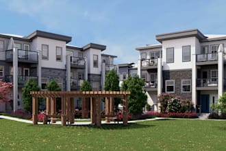 visualize 3d townhouse,duplex,villa,mansion, estate,interior and exterior render