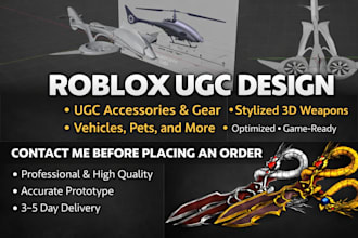 create roblox 3d models, ugc accessories, and game assets