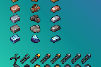 make 16x16 pixel art sprites for icons or items