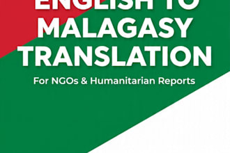 translate english to malagasy for ngos no off platform work fiverr only
