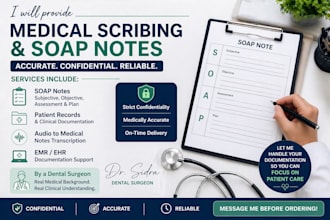provide accurate medical scribing, soap notes, and emr document