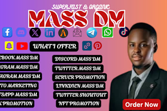 do daily mass dm and outreach facebook, telegram, intagram, discord mass dm