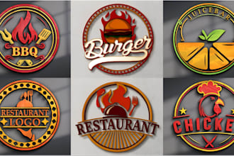 do custom restaurant logo for your BBQ, burger, juice bar
