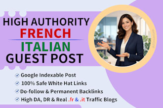provide guest post backlinks on italian and french sites