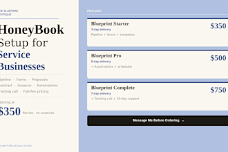 set up your honeybook CRM for your service business