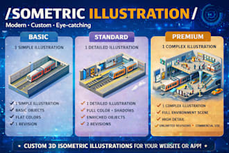 create isometric illustration for website app or landing page