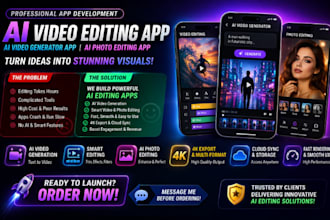 develop ai video editing app, ai video generator app, ai photo editing app