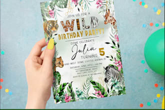 design kids birthday invitation, birthday card, party invitation and kid flyers