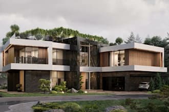 renovate building exterior, uk wooden house renovation, roof garden, cgi render