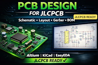 design custom pcb for jlcpcb with schematic, layout, gerber and bom files