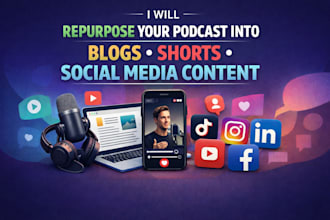 repurpose your podcast into blogs shorts social media content