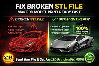 fix broken stl files, repair 3d model file modification stl edit for 3d printing
