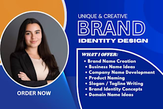 create a unique brand name, business name, slogan and brand identity