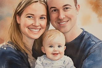 custom watercolor family portrait