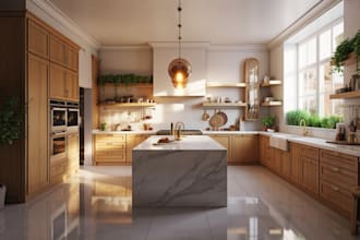create photorealistic 3d kitchen rendering and interior design visualization
